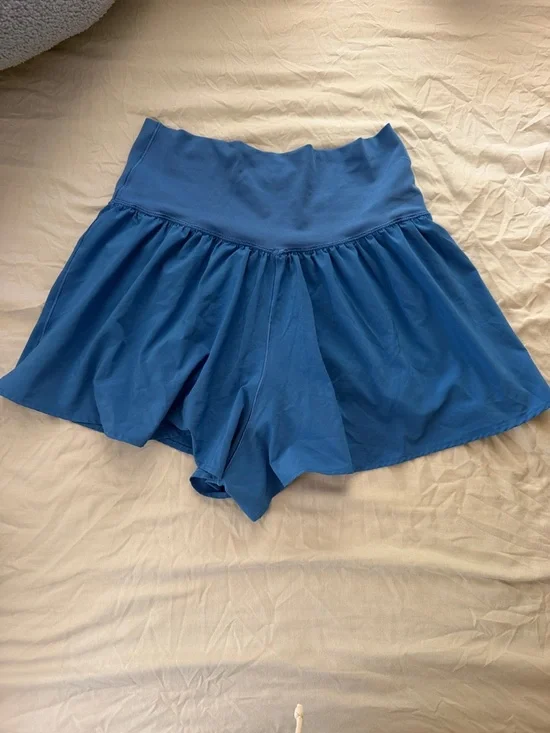 Blue Crossover Flowy Shorts - Picture 2 of 3